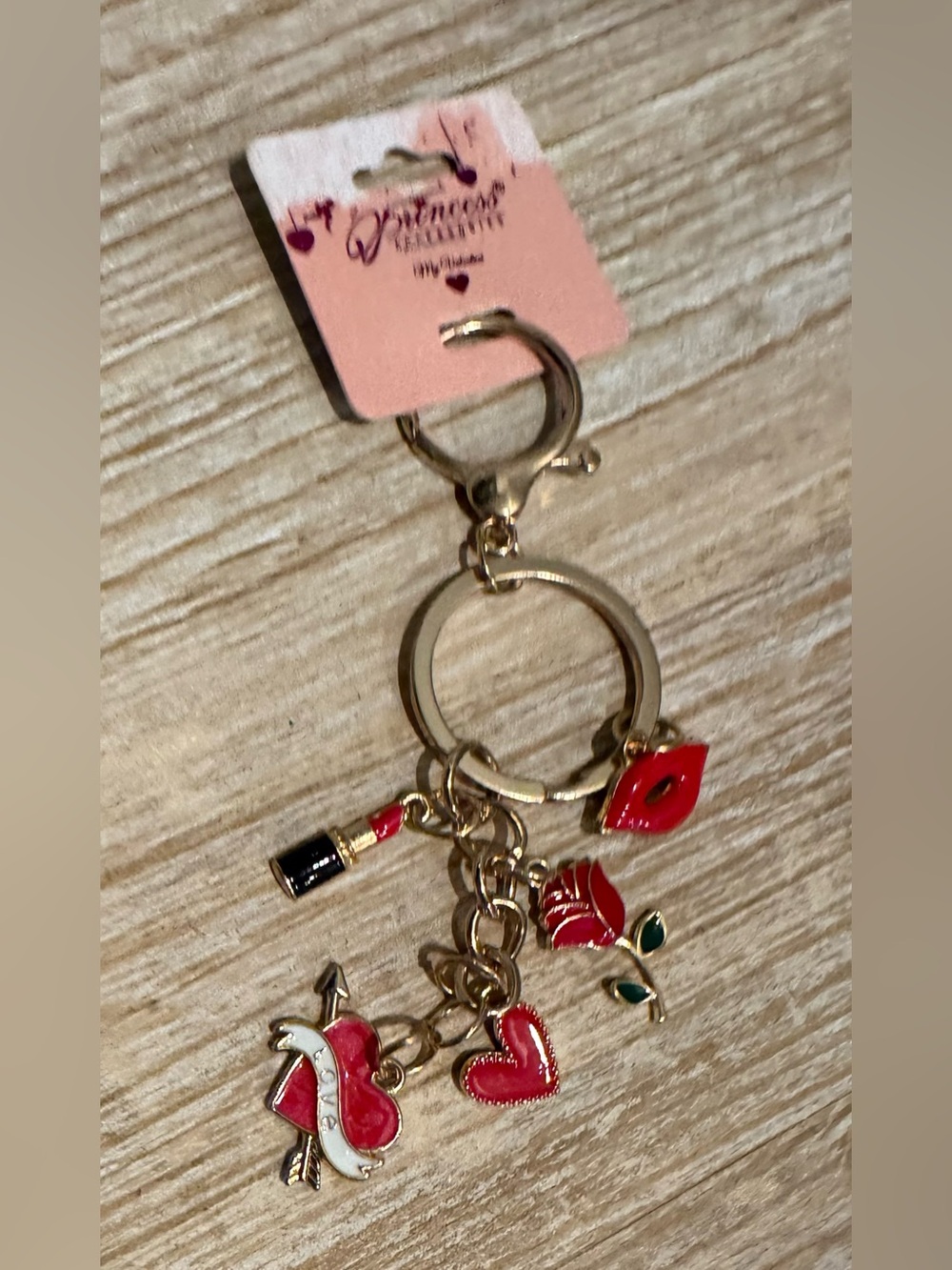 Gold-Tone Red Charm Keychain or Bag Charm
